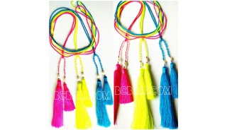 necklace tassel bead crystal double pendant